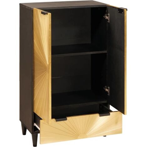 Meuble d'appoint avec tiroir Noir et or 60 x 33.5 x 100 cm CFW905963