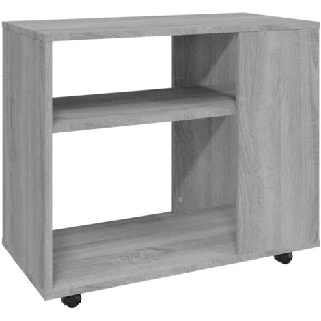 Meuble d'appoint console bout de canapé sur roulettes 70 x 35 x 55 cm bois d'ingénierie gris DEC032539