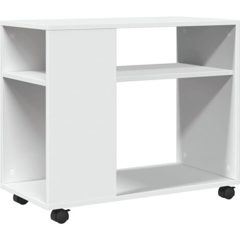 Meuble d'appoint console sur roulettes 70 x 35 x 60 cm bois d'ingénierie blanc DEC032325