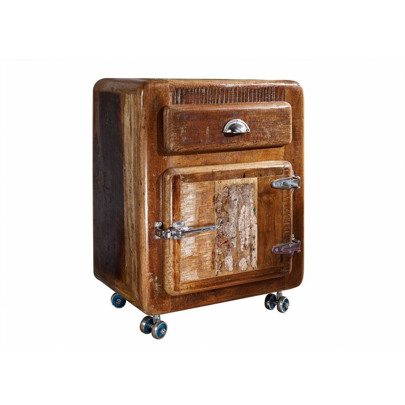 Massivmoebel24 - Meuble d'appoint 55x38 Bois de récupération laqué Multicolore freezy 43