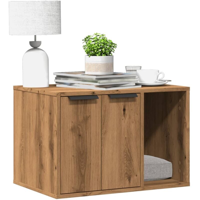 vidaXL Meuble de bac à litière pour chat chêne artisanal 60x40x40 cm