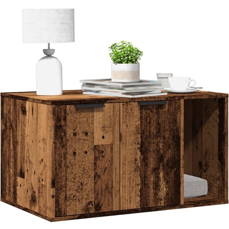 Meuble de bac à litière pour chat vieux bois bois d'ingénierie - Vidaxl