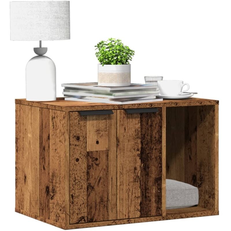 Meuble de bac à litière pour chat vieux bois bois d'ingénierie - Vidaxl