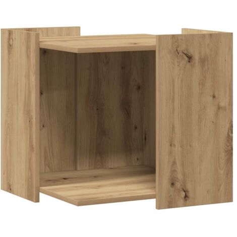 Meuble de bac à litière pour chat chêne artisanal 53x53x51 cm CFW60564