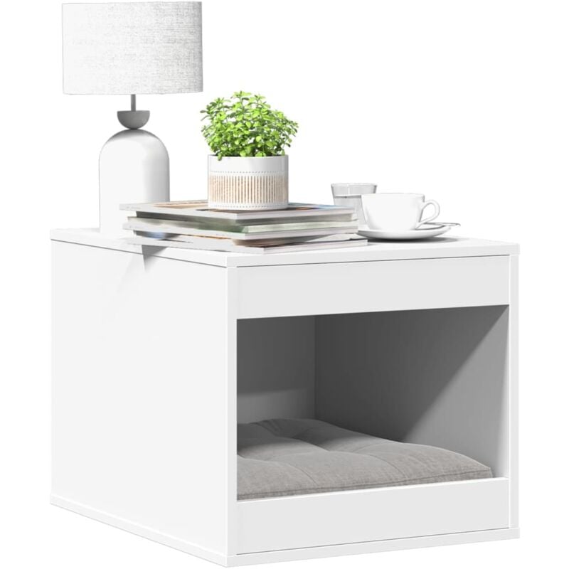 Vidaxl - Meuble de bac à litière pour chat blanc bois d'ingénierie