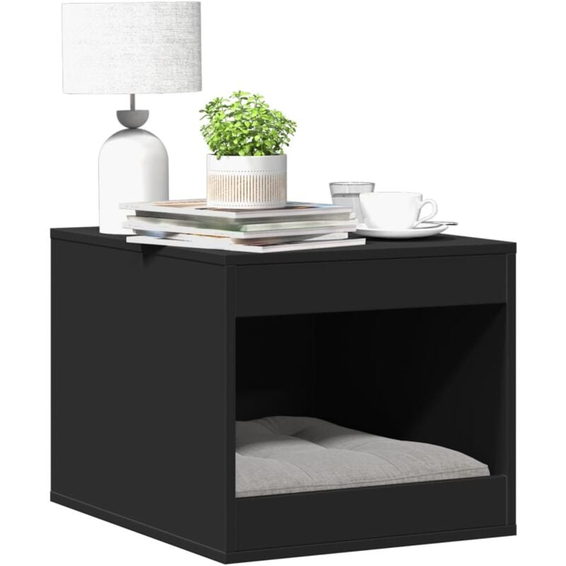 Vidaxl - Meuble de bac à litière pour chat noir bois d'ingénierie