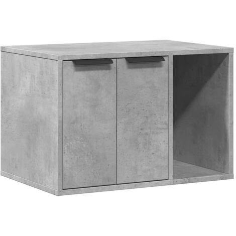 Meuble de bac à litière pour chat gris béton bois d'ingénierie CFW12073