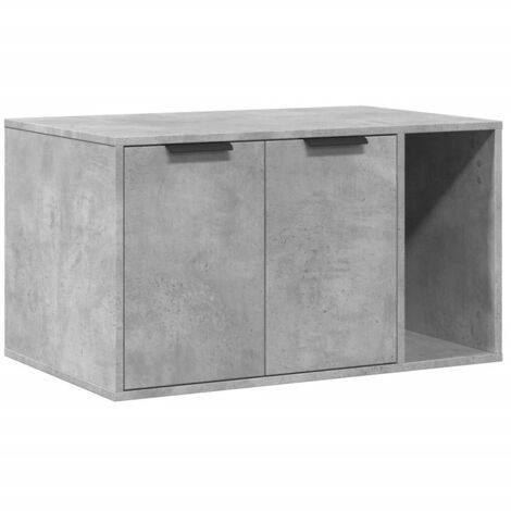 Meuble de bac à litière pour chat gris béton bois d'ingénierie CFW49402