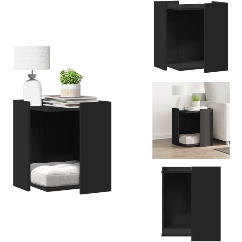 Meuble de bac à litière pour chat noir bois d'ingénierie - Meuble De Bac à Litière Pour Chat - Meubles De Bac à Litière Pour Chat - Enceinte De Bac à