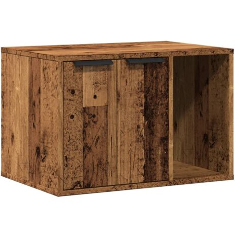 Meuble de bac à litière pour chat vieux bois bois d'ingénierie CFW58148