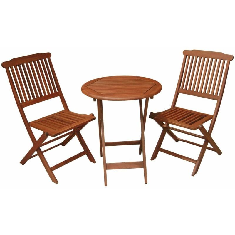 Meuble de balcon Set Prague table de balcon chaises balcon pliable Set 3-pièces brun, 3-pièces pour 2 personnes