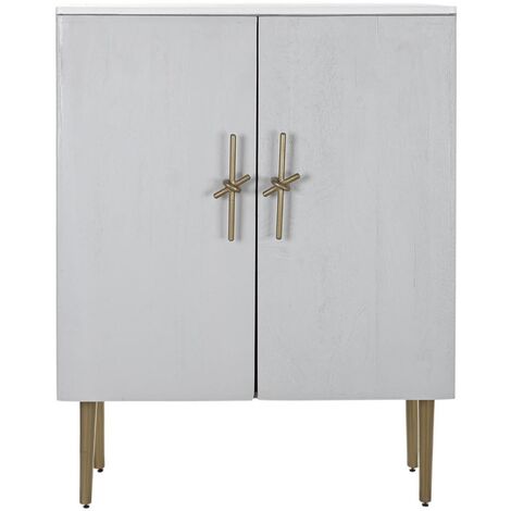 Meuble de bar en bois de manguier et fer - longueur 85 x profondeur 45 x hauteur 110 cm