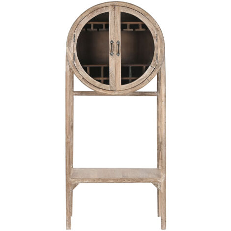 Meuble de bar, meuble de rangement en bois de teck coloris naturel - longueur 75 x profondeur 40 x Hauteur 182 cm