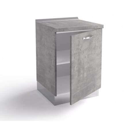 Meuble de base de cuisine 60x60x84 cm en bois gris ciment avec une porte - Massa