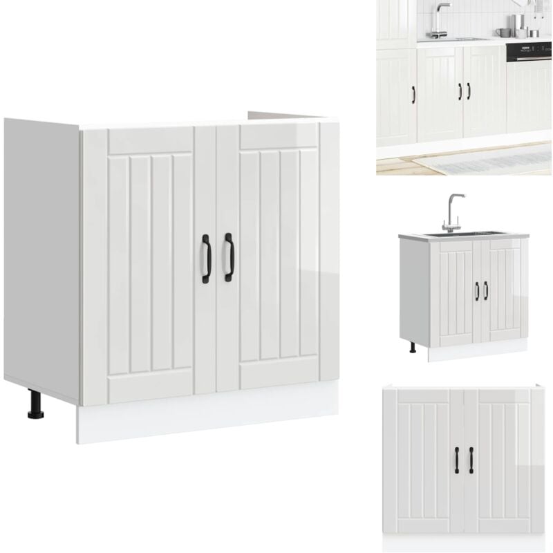 Meuble de base de lavabo Lucca blanc brillant bois ingénierie - Meuble Bas Du Lavabo - Meubles Bas Du Lavabo - Meuble Bas De Cuisine - Meuble Bas Du