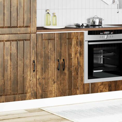 Meuble de base de lavabo Lucca chêne fumé bois d'ingénierie CFW67623
