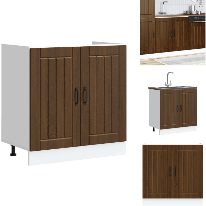 Meuble de base de lavabo Lucca chêne marron bois d'ingénierie - Meuble Bas Du Lavabo - Meubles Bas Du Lavabo - Meuble Bas De Cuisine - Meuble Bas Du