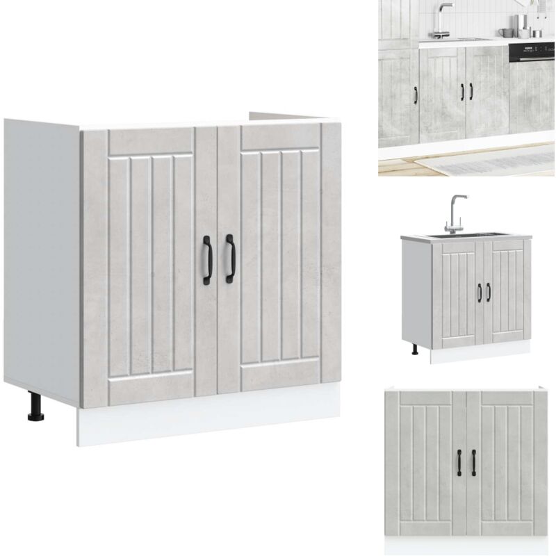 Meuble de base de lavabo Lucca gris béton bois ingénierie - Meuble Bas Du Lavabo - Meubles Bas Du Lavabo - Meuble Bas De Cuisine - Meuble Bas Du