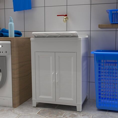 Meuble lavabo 2 portes en résine pour buanderie 60x50cm Mong