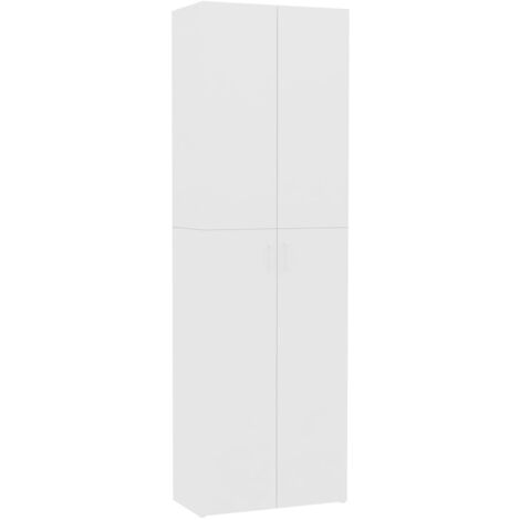 Meuble de bureau armoire de rangement 5 étagères avec deux portes couleur blanc 60 x 32 x 190 cm bois d'ingénierie blanc DEC024460
