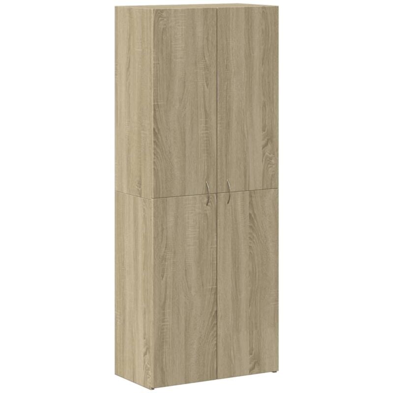 Meuble de bureau armoire de rangement avec 4 compartiments 60 x 32 x 153 cm bois ingénierie couleur chêne DEC024477