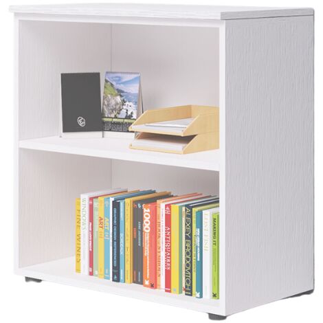 Meuble de bureau ouvert à deux compartiments avec plateau, Blanc, H87x90x45cm
