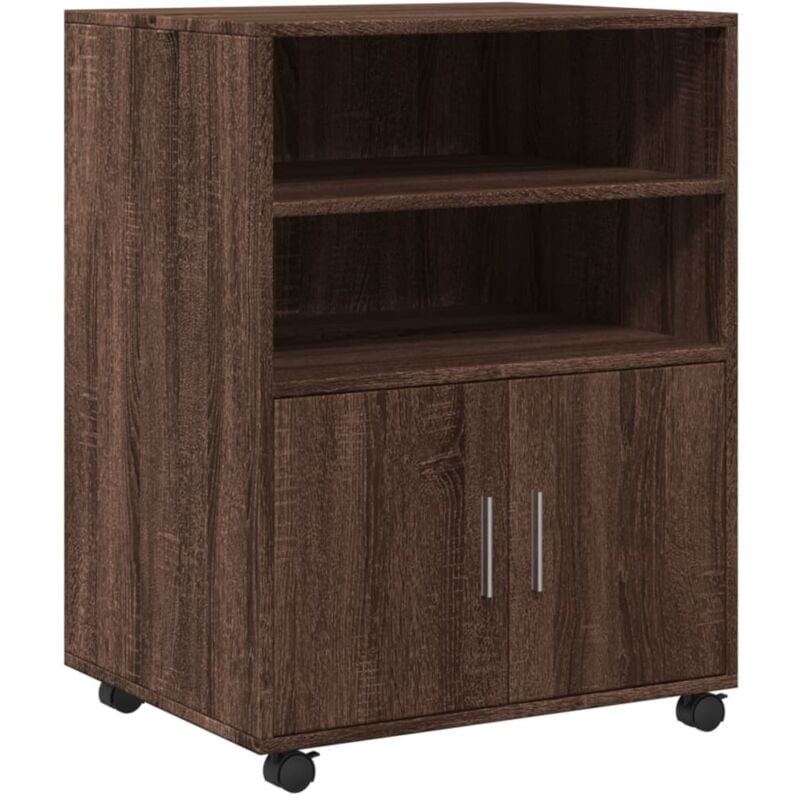 Meuble de bureau sur roulettes meuble d'appoint 60 x 48 x 81 cm bois d'ingénierie marron DEC024493