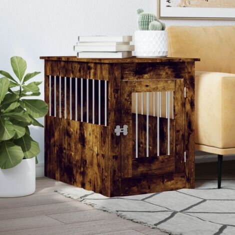 Meuble de cage pour chiens，Parc Enclos pour chien chêne fumé 55x80x68 cm CFW193619
