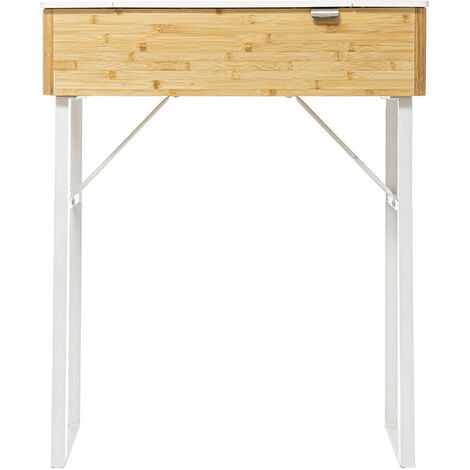 Meuble de coiffeuse en bois coloris blanc et naturel  - longueur 72  x Profondeur 33 x Hauteur 88 cm