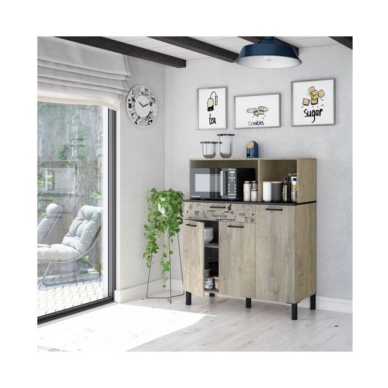 Meuble de cuisine 108x40x126 cm chêne et gris anthracite chêne et gris