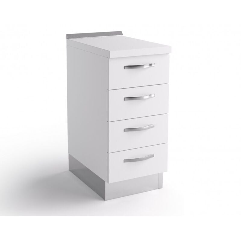 Bloc de base commode cuisine 40x60x84 cm en bois blanc mat avec quatre tiroirs - Massa