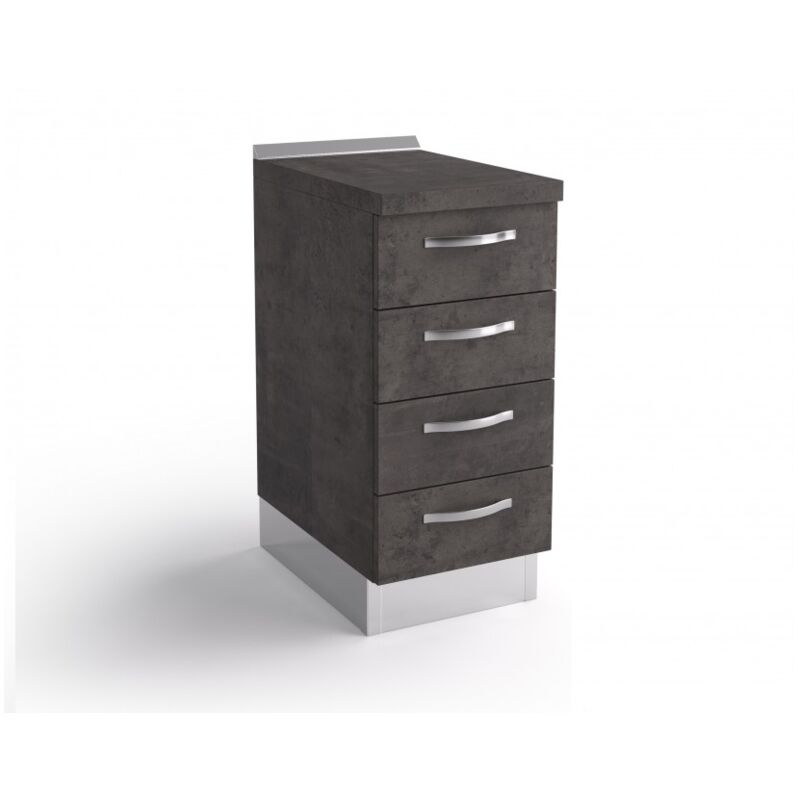Bloc de base commode cuisine 40x60x84 cm en bois couleur lave avec quatre tiroirs - Massa