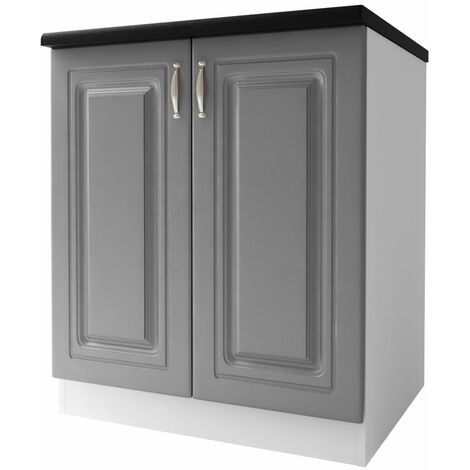 TENDENCIO Meuble De Cuisine Bas 2 Portes 60 Cm Dina Mélaminé Avec 1 Étagère Gris