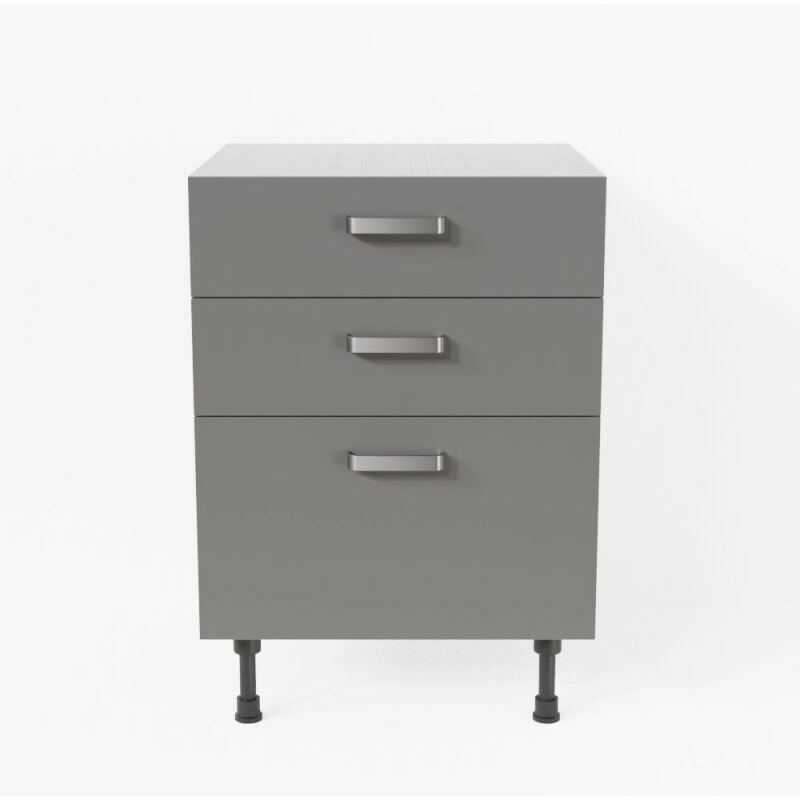 Meuble de cuisine bas Casserolier - 60 cm - Gris