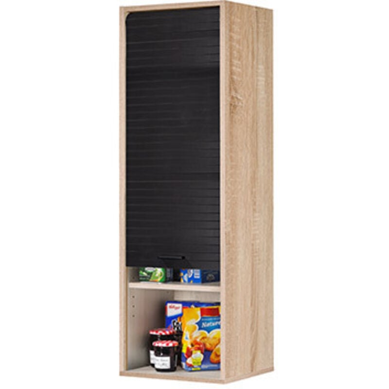 Beaux Meubles Pas Chers - Meuble de Cuisine Haut Chêne Rideau Noir 4 Niches l 40 h 123.6 p 35 cm