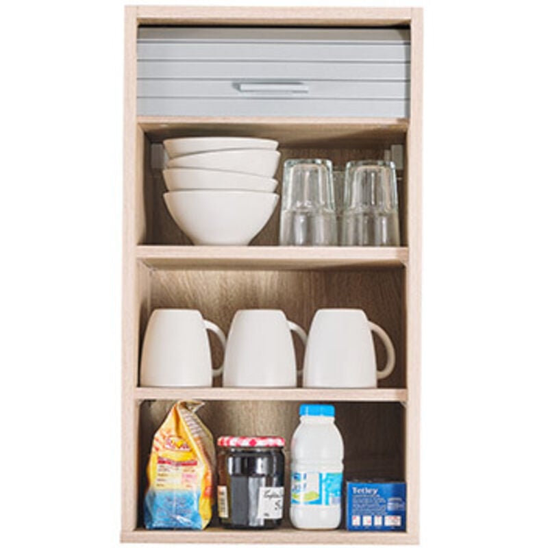 Meuble Cuisine Chêne Rideau Alu Blanc ou Noir 2 Etagères l 40 h 72 p 35 cm - Coloris: Aluminium