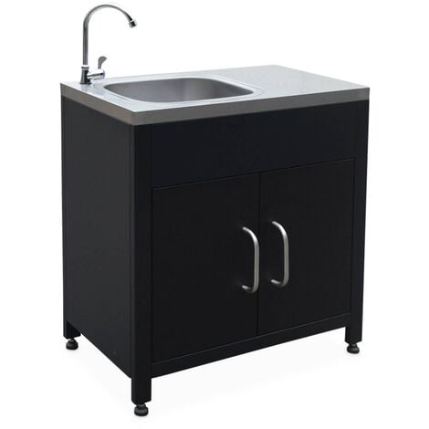 Meuble de cuisine extérieure en acier avec évier L80cm