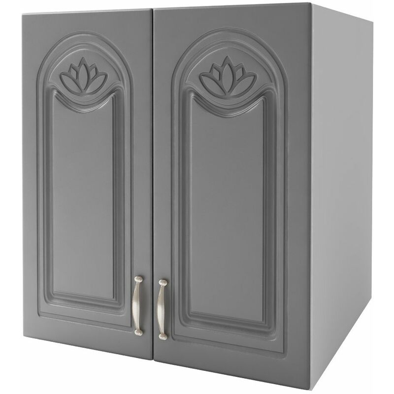 Meuble De Cuisine Haut 2 Portes 60 Cm Dina Mélaminé Avec 1 Étagère Gris