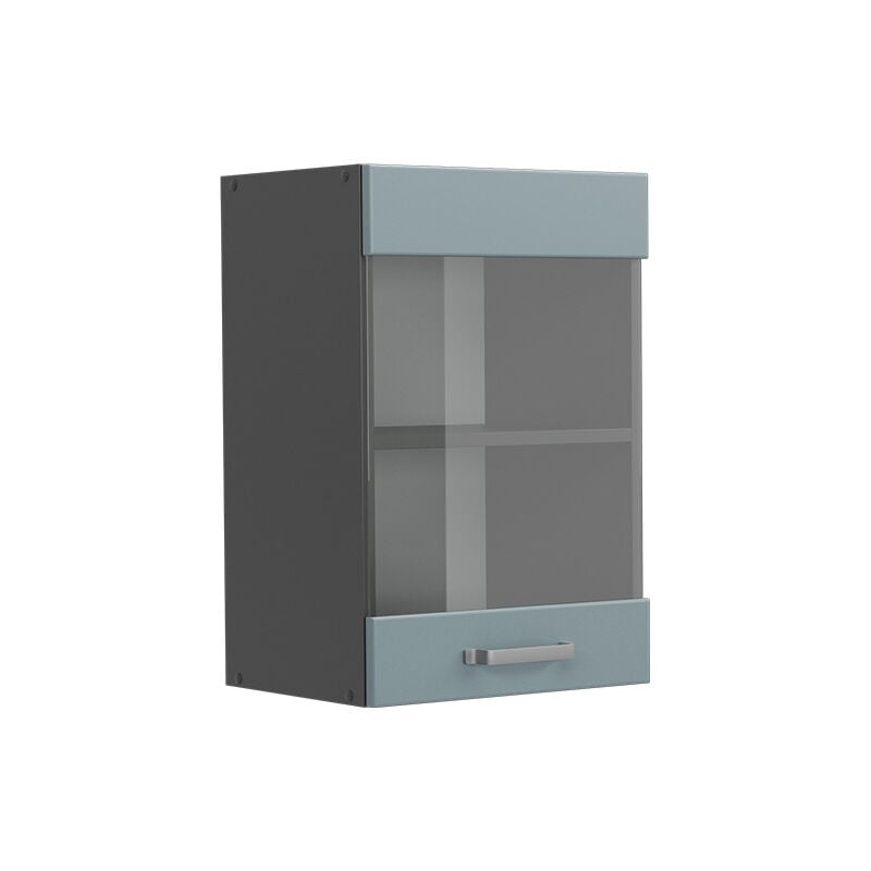 Vicco - Meuble de cuisine haut vitré R-Line, Bleu-gris, 40 cm