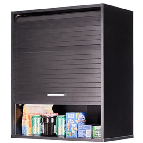 BEAUX MEUBLES PAS CHERS Meuble de Cuisine Noir 2 Etagères L 60 cm H 72 cm P 35 cm