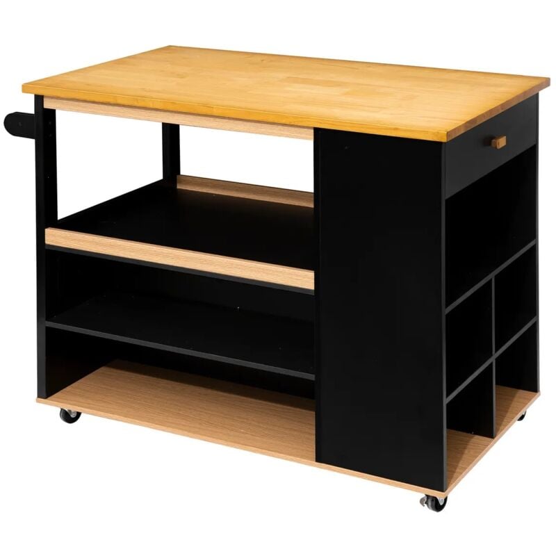 Meuble de cuisine / rangement cuisine coloris noir - Longueur 108 x Profondeur 60 x Hauteur 89 cm Pegane