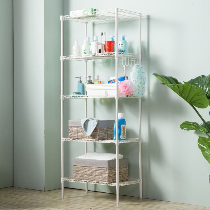 Meuble de cuisine Rayonnage de rangement en métal étagère de rangement à quatre niveaux en métal - 4 étages,Blanc