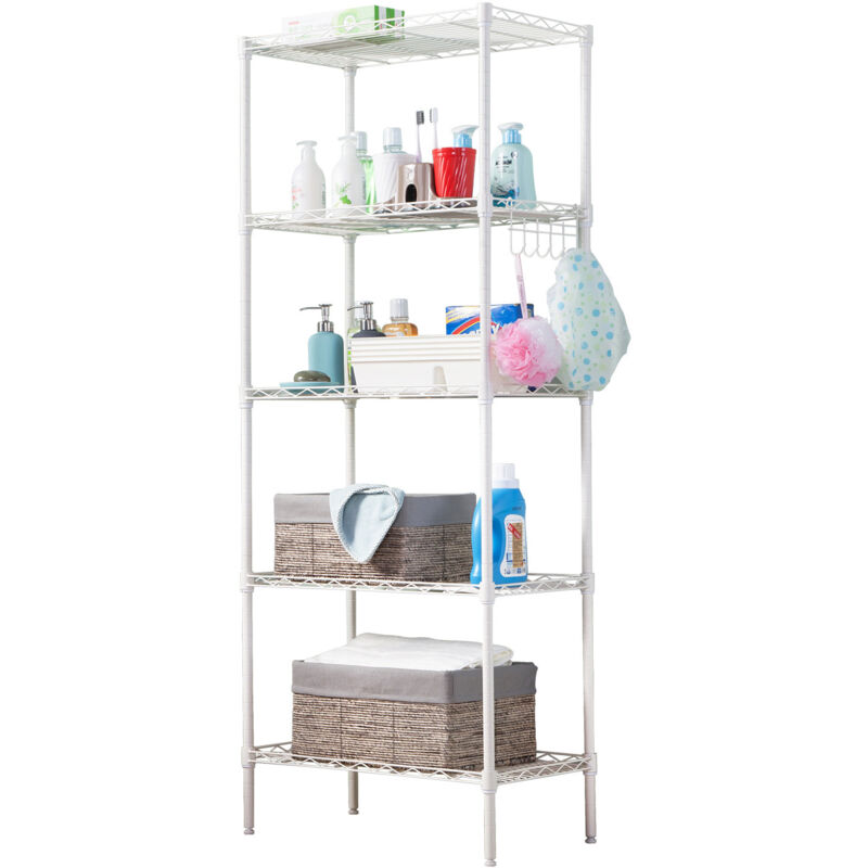 Estantería metálica de cuatro niveles para cocina, color blanco