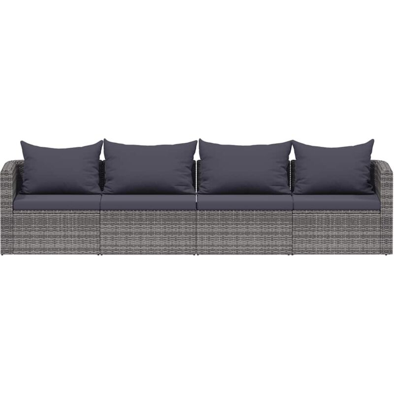 Vidaxl - Meuble de jardin 4 pcs avec coussins Gris Résine tressée