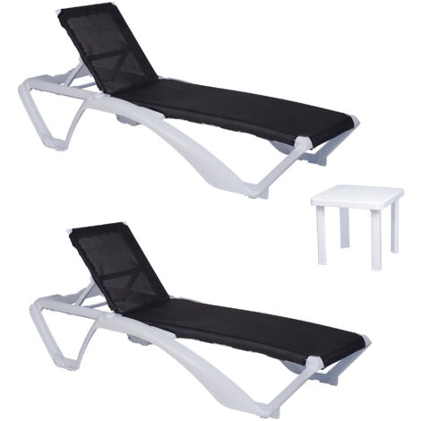 Meuble de jardin garbar acqua-andorra 2 fauteuils inclinables roues