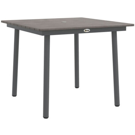 Meuble de jardin, Table de repas para jardin, para quatro pessoas, avec orifícios para proteção solar, gris-escuro, 90x90x75 cm, meuble extérieur, design moderne