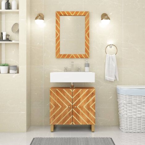 Meuble de salle de bain en bois d'acacia et pierre 155 , mobilier de salle  de bain