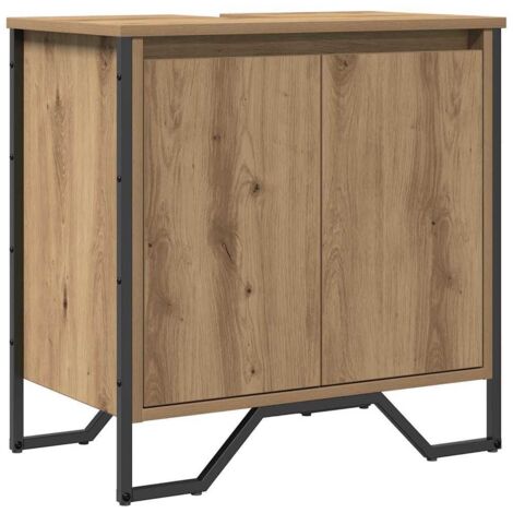 Meuble de Lavabo de Salle de Bain avec stockage Chêne artisanal CFW258016