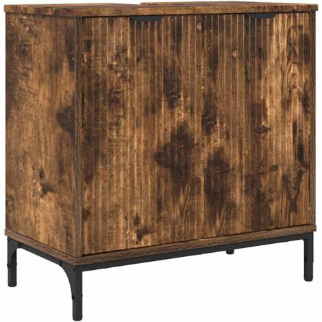 Meuble de Lavabo de Salle de Bain avec stockage Chêne fumé CFW149687