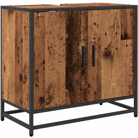 Meuble de Lavabo de Salle de Bain Bois Ancien 65 x 33 x 60 cm CFW352265
